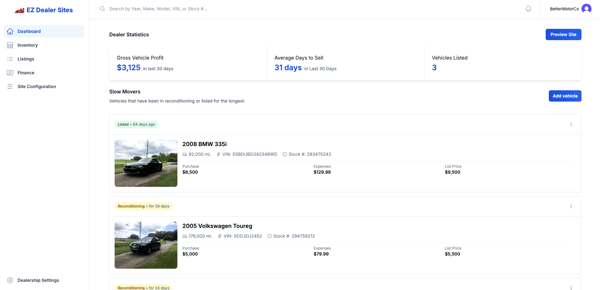 DMS Dashboard Preview